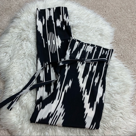 Theory Gunilla Interlace Ikat Print Silk High Rise Pants - Picture 3 of 8